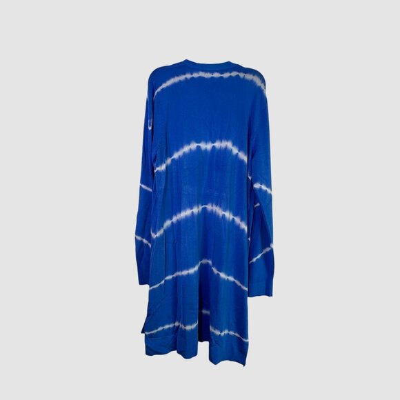 Chicos Blue & White Tie-Dye Open Front Cardigan Lightweight Long Sleeve M - Picture 3 of 5